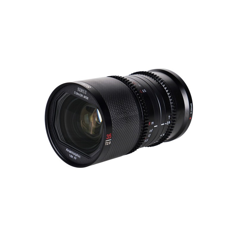 "Sirui 35mm T2.9 1.6x FF Anamorphic (Canon RF) Carbon Fiber - Foto-Groep" "Sirui 35mm T2.9 1.6x FF Anamorphic (Canon RF) Carbon Fiber - Foto-Groep"