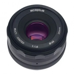 "Mcoplus MCO 35mm f/1.6 MFT Zwart - Beste prijs en snelle levering bij Foto-Groep"