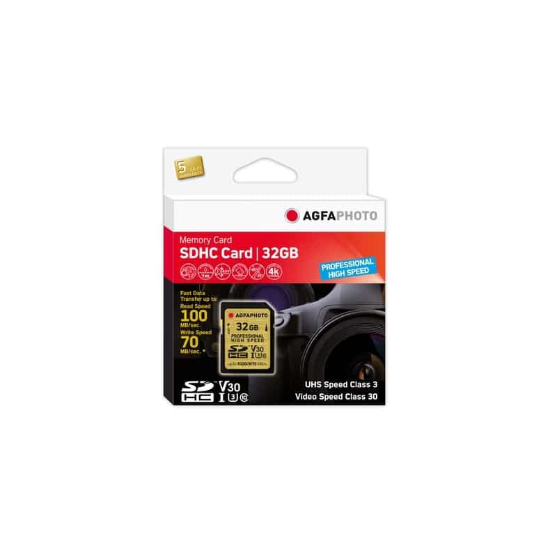 AgfaPhoto 32GB SDHC-Karte Prof. UHS-I U3 70MB/100MB | Foto-Groep