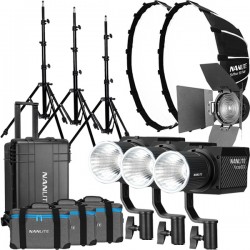Nanlite Forza 60 II LED Triple Kit (w/ Case Light Stand Fresnel and softbox)