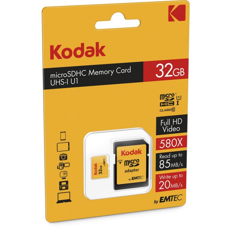 Kodak MicroSDHC 32GB CLASS10 U1 w/ Adapter - Foto-Groep.nl