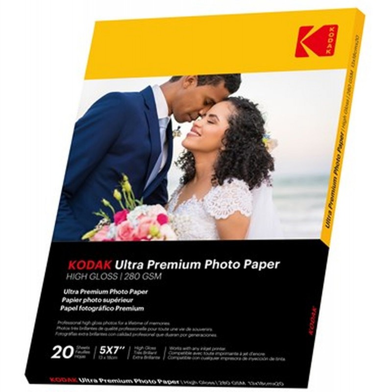 Kodak 20 Vel 280G/M² Premium Fotopapier Hoog Glans (13x18) - Foto-Groep.nl