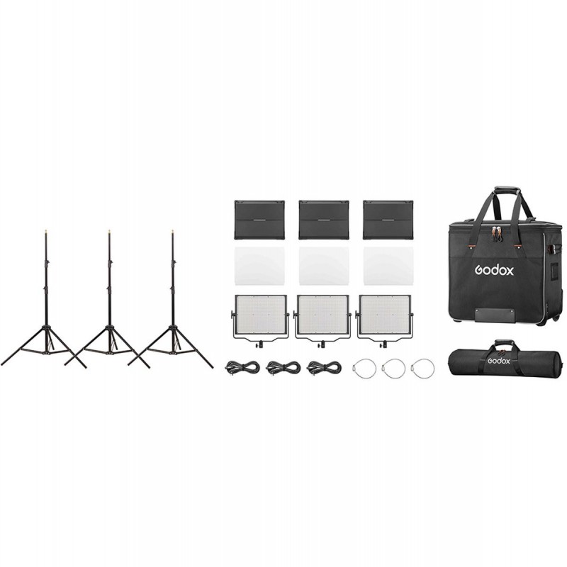 Godox Studio LED Light Panel 3 Light Kit P120BI K2