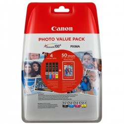 Canon CLI-551 Value Pack blister 4x6 Phot Paper PP-201 50she