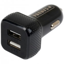 Duo USB Car charger  4.8 amp Zwart