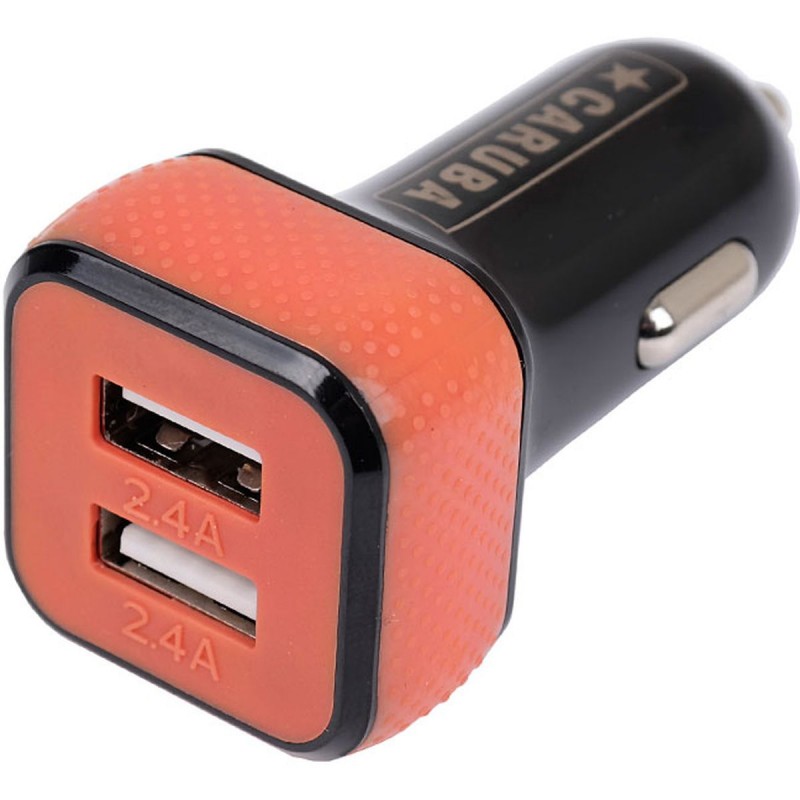 Duo USB Car charger  4.8 amp Zwart/Rood