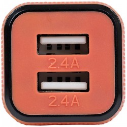 Duo USB Car charger  4.8 amp Zwart/Rood