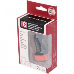 Duo USB Car charger  4.8 amp Zwart/Rood