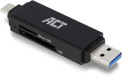 ACT USB 3.2 Card Reader SD/Micro SD USB-C Or USB-A Black