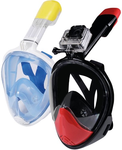Full Face Snorkel Mask Dual Air   detachable + action cam mount (pink   L/XL)