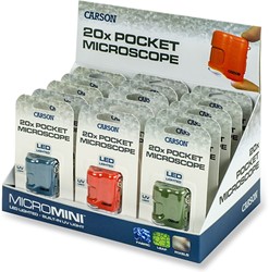 Carson Pocket microscope MicroMini 20x with UV and LED. 15-p