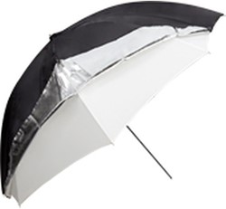 Dual Duty Paraplu Zwart/Zilver/Wit 84cm