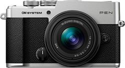 OM SYSTEM Pen Body zilver M Zuiko Digital 14-42mm f/3.5-5.6 III zwart